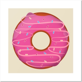 Pastry Donut with Pink Strawberry Frosting Posters and Art